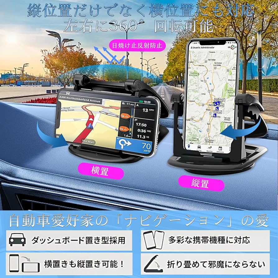 Amazon.co.jp: スマホホルダー 車 スマホスタンド クリップ式